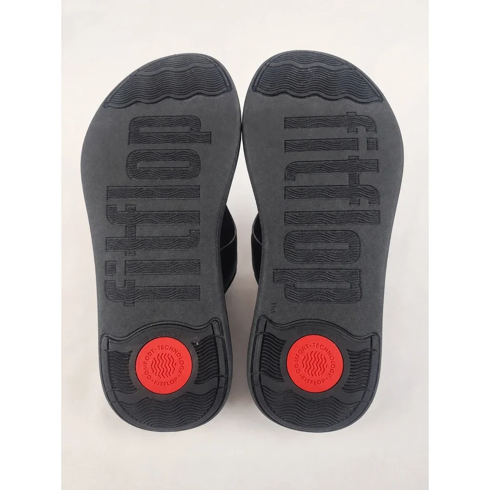 FitFlop Womens Size 8 Lulu Crystal Embellished Toe Post Sandals Black IW4-090 - Picture 5 of 6
